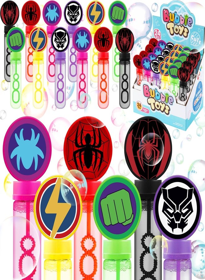 Time4Relax 24Pcs Superhero Bubble Wands for Amazing Theme Party Favors - Kids and His Friends Birthday Party Supplies - Outdoor Summer Toys - Valentine Christmas Easter Gift - Spider Goodie Bag Stuffers - Image 1